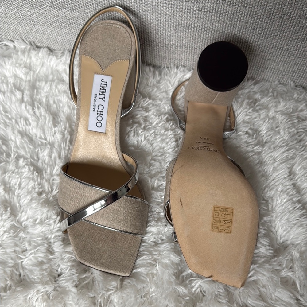 Jimmy Choo Beige and Silver Women's Sandals